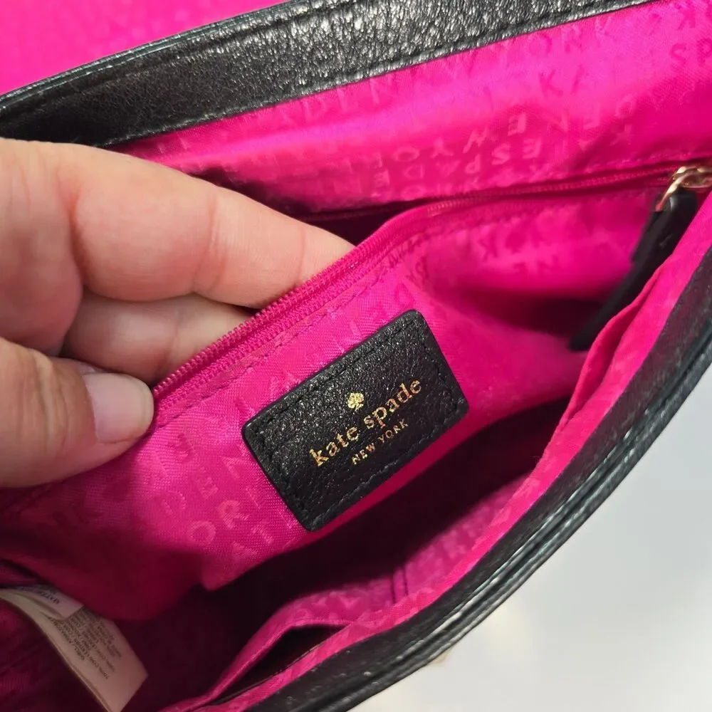 Kate Spade Black Quilted Leather Chain Crossbody Shoulder Bag Turn Lock